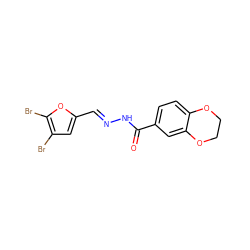 O=C(N/N=C/c1cc(Br)c(Br)o1)c1ccc2c(c1)OCCO2 ZINC000001425040