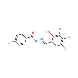 O=C(N/N=C/c1cc(Br)c(O)c(Br)c1O)c1ccc(Cl)cc1 ZINC000040913559