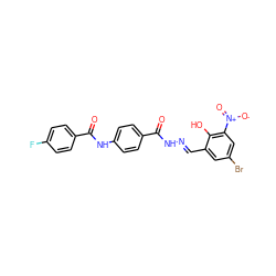 O=C(N/N=C/c1cc(Br)cc([N+](=O)[O-])c1O)c1ccc(NC(=O)c2ccc(F)cc2)cc1 ZINC000027520115