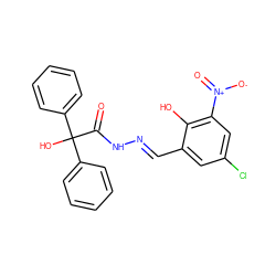 O=C(N/N=C/c1cc(Cl)cc([N+](=O)[O-])c1O)C(O)(c1ccccc1)c1ccccc1 ZINC000009434412