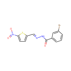 O=C(N/N=C/c1ccc([N+](=O)[O-])s1)c1cccc(Br)c1 ZINC000000704706