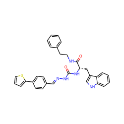 O=C(N/N=C/c1ccc(-c2cccs2)cc1)N[C@@H](Cc1c[nH]c2ccccc12)C(=O)NCCc1ccccc1 ZINC000029561493