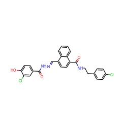 O=C(N/N=C/c1ccc(C(=O)NCCc2ccc(Cl)cc2)c2ccccc12)c1ccc(O)c(Cl)c1 ZINC000013492716