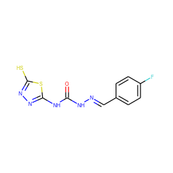 O=C(N/N=C/c1ccc(F)cc1)Nc1nnc(S)s1 ZINC000028863633