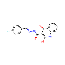 O=C(N/N=C/c1ccc(F)cc1)c1c(O)[nH]c2ccccc2c1=O ZINC000008691603