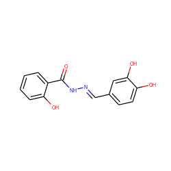 O=C(N/N=C/c1ccc(O)c(O)c1)c1ccccc1O ZINC000000256886