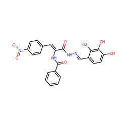 O=C(N/N=C/c1ccc(O)c(O)c1O)/C(=C/c1ccc([N+](=O)[O-])cc1)NC(=O)c1ccccc1 ZINC000008680742