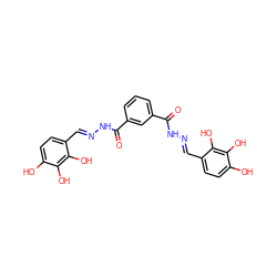 O=C(N/N=C/c1ccc(O)c(O)c1O)c1cccc(C(=O)N/N=C/c2ccc(O)c(O)c2O)c1 ZINC000299828179