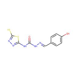 O=C(N/N=C/c1ccc(O)cc1)Nc1nnc(S)s1 ZINC000028863618