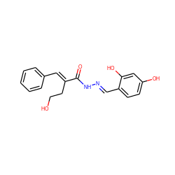 O=C(N/N=C/c1ccc(O)cc1O)/C(=C/c1ccccc1)CCO ZINC000002248274