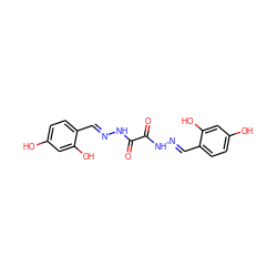 O=C(N/N=C/c1ccc(O)cc1O)C(=O)N/N=C/c1ccc(O)cc1O ZINC000001684672