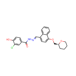 O=C(N/N=C/c1ccc(OC[C@@H]2CCCCO2)c2ccccc12)c1ccc(O)c(Cl)c1 ZINC000013439021