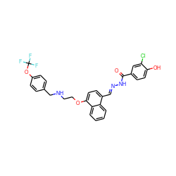 O=C(N/N=C/c1ccc(OCCNCc2ccc(OC(F)(F)F)cc2)c2ccccc12)c1ccc(O)c(Cl)c1 ZINC000027650251