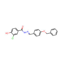 O=C(N/N=C/c1ccc(OCc2ccccc2)cc1)c1ccc(O)c(Cl)c1 ZINC000029126750