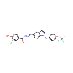 O=C(N/N=C/c1ccc2c(ccn2Cc2ccc(OC(F)(F)F)cc2)c1)c1ccc(O)c(Cl)c1 ZINC000013492734