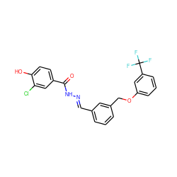 O=C(N/N=C/c1cccc(COc2cccc(C(F)(F)F)c2)c1)c1ccc(O)c(Cl)c1 ZINC000029126755