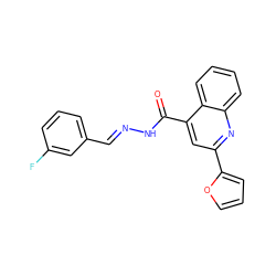 O=C(N/N=C/c1cccc(F)c1)c1cc(-c2ccco2)nc2ccccc12 ZINC000001003337