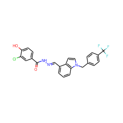 O=C(N/N=C/c1cccc2c1ccn2Cc1ccc(C(F)(F)F)cc1)c1ccc(O)c(Cl)c1 ZINC000013492728