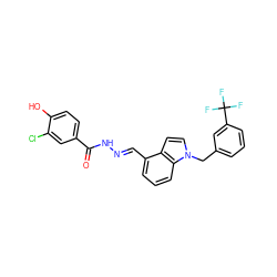 O=C(N/N=C/c1cccc2c1ccn2Cc1cccc(C(F)(F)F)c1)c1ccc(O)c(Cl)c1 ZINC000029126325