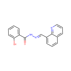 O=C(N/N=C/c1cccc2cccnc12)c1ccccc1O ZINC000005577416