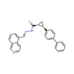 O=C(N/N=C/c1cccc2cnccc12)[C@H]1C[C@H]1c1ccc(-c2ccccc2)cc1 ZINC000095576480