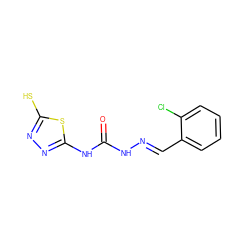 O=C(N/N=C/c1ccccc1Cl)Nc1nnc(S)s1 ZINC000028863625