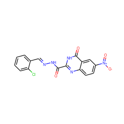 O=C(N/N=C/c1ccccc1Cl)c1nc2ccc([N+](=O)[O-])cc2c(=O)[nH]1 ZINC000018024629