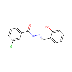 O=C(N/N=C/c1ccccc1O)c1cccc(Cl)c1 ZINC000000262804