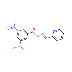 O=C(N/N=C/c1ccccn1)c1cc([N+](=O)[O-])cc([N+](=O)[O-])c1 ZINC000003188498