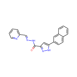 O=C(N/N=C/c1ccccn1)c1cc(-c2ccc3ccccc3c2)[nH]n1 ZINC000008690034