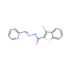 O=C(N/N=C/c1ccccn1)c1sc2ccccc2c1Cl ZINC000000438381