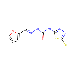 O=C(N/N=C/c1ccco1)Nc1nnc(S)s1 ZINC000028863669