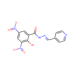 O=C(N/N=C/c1ccncc1)c1cc([N+](=O)[O-])cc([N+](=O)[O-])c1O ZINC000003664641