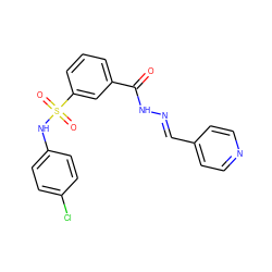 O=C(N/N=C/c1ccncc1)c1cccc(S(=O)(=O)Nc2ccc(Cl)cc2)c1 ZINC000003284361