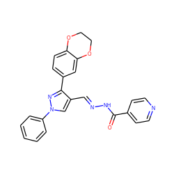 O=C(N/N=C/c1cn(-c2ccccc2)nc1-c1ccc2c(c1)OCCO2)c1ccncc1 ZINC000003218625