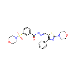 O=C(N/N=C/c1sc(N2CCOCC2)nc1-c1ccccc1)c1cccc(S(=O)(=O)N2CCOCC2)c1 ZINC000017527670