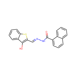 O=C(N/N=C/c1sc2ccccc2c1O)c1cccc2ccccc12 ZINC000000501826