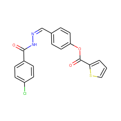 O=C(N/N=C\c1ccc(OC(=O)c2cccs2)cc1)c1ccc(Cl)cc1 ZINC000033927694