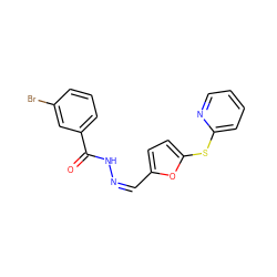 O=C(N/N=C\c1ccc(Sc2ccccn2)o1)c1cccc(Br)c1 ZINC000004567797