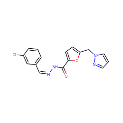 O=C(N/N=C\c1cccc(Cl)c1)c1ccc(Cn2cccn2)o1 ZINC000032573613