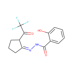 O=C(N/N=C1/CCCC1C(=O)C(F)(F)F)c1ccccc1O ZINC000102984515