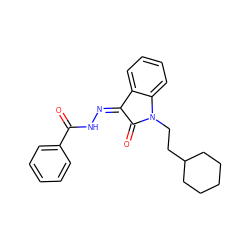 O=C(N/N=C1\C(=O)N(CCC2CCCCC2)c2ccccc21)c1ccccc1 ZINC000040380321