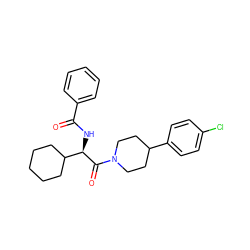 O=C(N[C@@H](C(=O)N1CCC(c2ccc(Cl)cc2)CC1)C1CCCCC1)c1ccccc1 ZINC000095578735