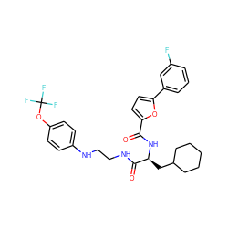 O=C(N[C@@H](CC1CCCCC1)C(=O)NCCNc1ccc(OC(F)(F)F)cc1)c1ccc(-c2cccc(F)c2)o1 ZINC000014971911