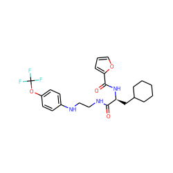 O=C(N[C@@H](CC1CCCCC1)C(=O)NCCNc1ccc(OC(F)(F)F)cc1)c1ccco1 ZINC000014971919