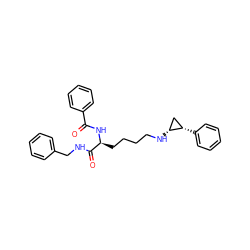 O=C(N[C@@H](CCCCN[C@@H]1C[C@@H]1c1ccccc1)C(=O)NCc1ccccc1)c1ccccc1 ZINC000143725409