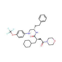 O=C(N[C@@H](CCc1ccccc1)CNc1ccc(OC(F)(F)F)cc1)[C@@H](CC(=O)N1CCOCC1)CC1CCCCC1 ZINC000014971695