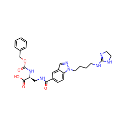 O=C(N[C@@H](CNC(=O)c1ccc2c(cnn2CCCCNC2=NCCN2)c1)C(=O)O)OCc1ccccc1 ZINC000013803684