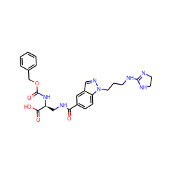 O=C(N[C@@H](CNC(=O)c1ccc2c(cnn2CCCNC2=NCCN2)c1)C(=O)O)OCc1ccccc1 ZINC000013803643