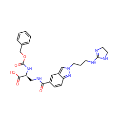 O=C(N[C@@H](CNC(=O)c1ccc2nn(CCCNC3=NCCN3)cc2c1)C(=O)O)OCc1ccccc1 ZINC000027653111